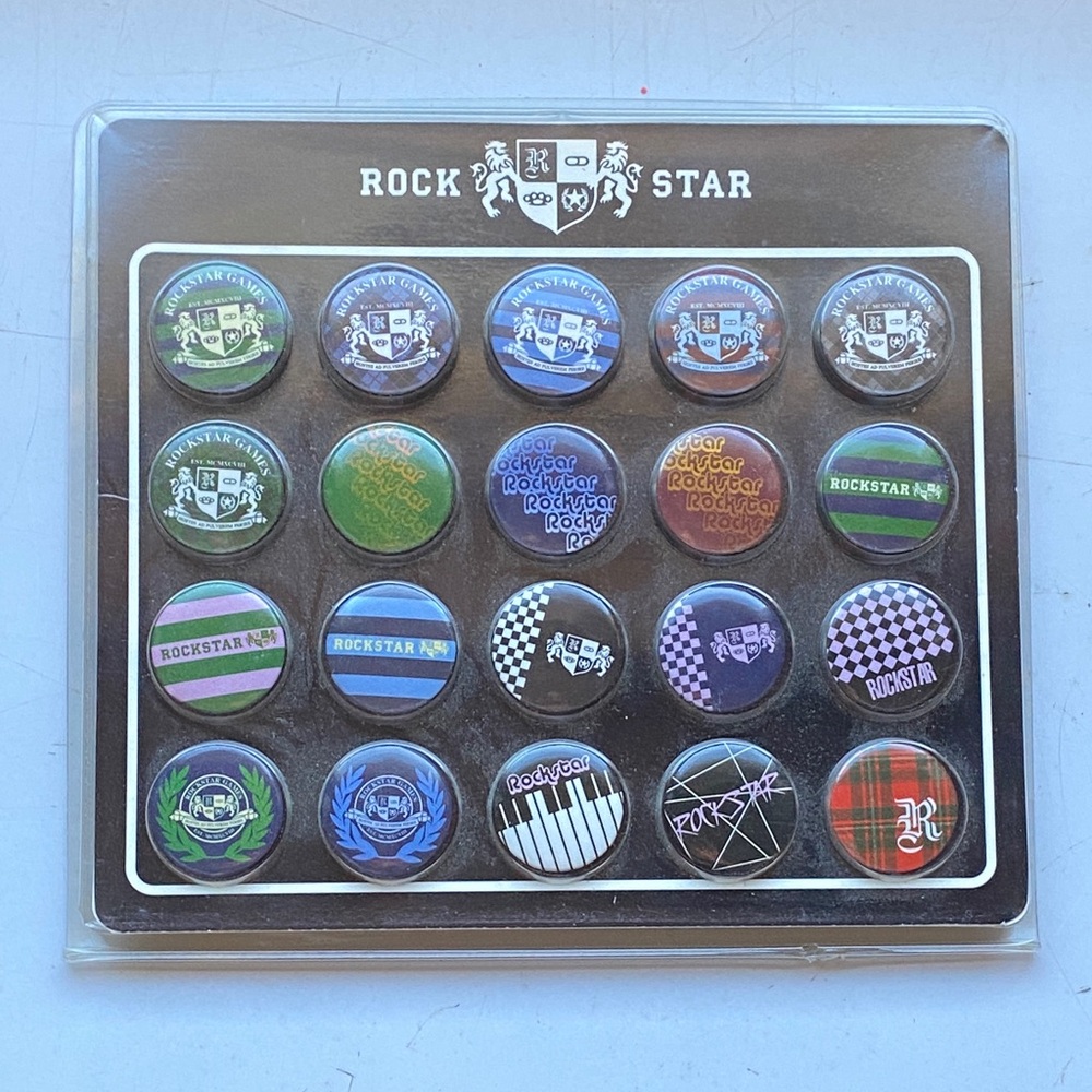 Rockstar Games promotional button set. Unopened.